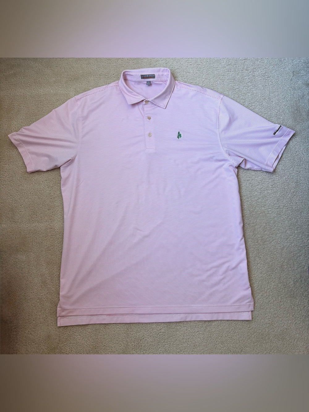 Peter Millar Summer Comfort golf pink white polo sz XL, Whispering Pines Golf